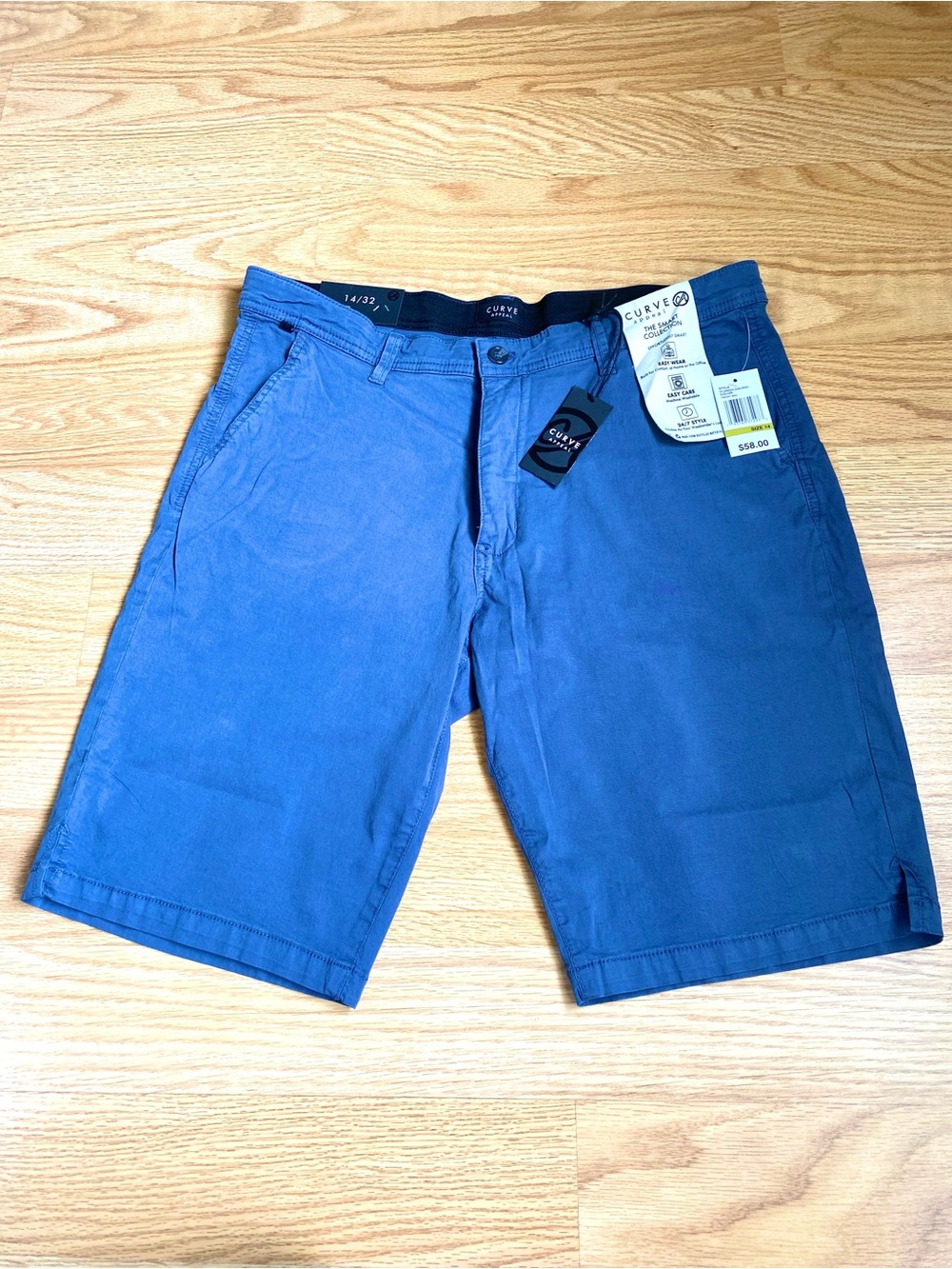 NWT ‘Curve Appeal’ Women’s Cotton Blend Casual Blue Bermuda Shorts Size 14/32